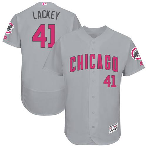 Cubs #41 John Lackey Grey Flexbase Authentic Collection Mother's Day Stitched MLB Jersey Cubs #41 John Lackey Grey Flexbase Authentic Collection Mother's Day Stitched MLB Jersey