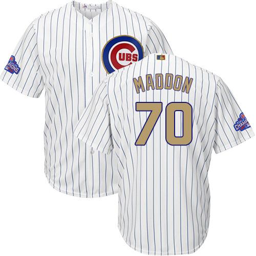 Cubs #70 Joe Maddon White(Blue Strip) 2017 Gold Program Cool Base Stitched MLB Jersey Cubs #70 Joe Maddon White(Blue Strip) 2017 Gold Program Cool Base Stitched MLB Jersey