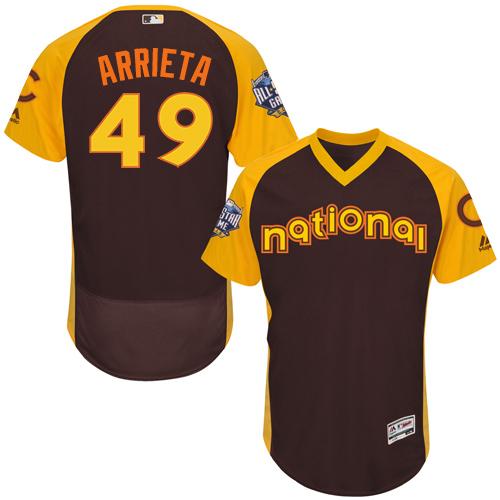 Cubs #49 Jake Arrieta Brown Flexbase Authentic Collection 2016 All-Star National League Stitched MLB Jersey Cubs #49 Jake Arrieta Brown Flexbase Authentic Collection 2016 All-Star National League Stitched MLB Jersey