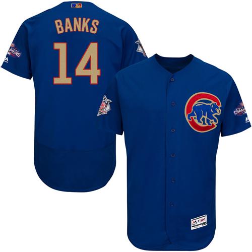 Cubs #14 Ernie Banks Blue Flexbase Authentic 2017 Gold Program Stitched MLB Jersey Cubs #14 Ernie Banks Blue Flexbase Authentic 2017 Gold Program Stitched MLB Jersey