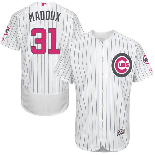Cubs #31 Greg Maddux White(Blue Strip) Flexbase Authentic Collection Mother's Day Stitched MLB Jersey Cubs #31 Greg Maddux White(Blue Strip) Flexbase Authentic Collection Mother's Day Stitched MLB Jersey