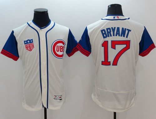 Cubs #17 Kris Bryant Cream/Blue Flexbase Authentic Collection 1942 Turn Back The Clock Stitched MLB Jersey Cubs #17 Kris Bryant Cream/Blue Flexbase Authentic Collection 1942 Turn Back The Clock Stitched MLB Jersey
