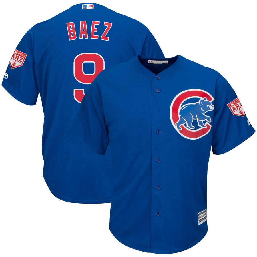 Cubs #9 Javier Baez Blue 2019 Spring Training Cool Base Stitched MLB Jersey Cubs #9 Javier Baez Blue 2019 Spring Training Cool Base Stitched MLB Jersey