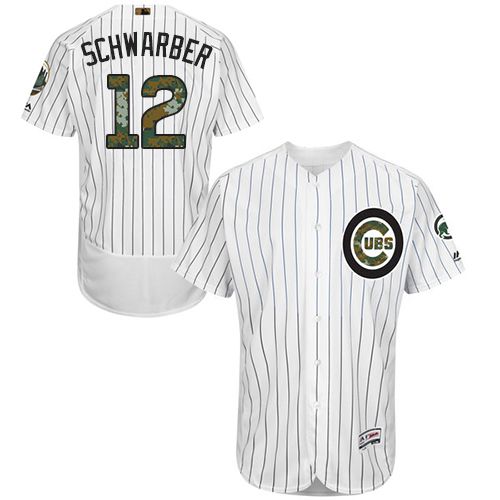 Cubs #12 Kyle Schwarber White(Blue Strip) Flexbase Authentic Collection Memorial Day Stitched MLB Jersey Cubs #12 Kyle Schwarber White(Blue Strip) Flexbase Authentic Collection Memorial Day Stitched MLB Jersey