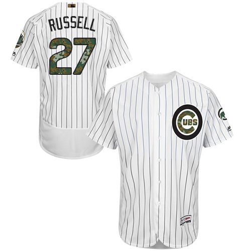 Cubs #27 Addison Russell White(Blue Strip) Flexbase Authentic Collection Memorial Day Stitched MLB Jersey Cubs #27 Addison Russell White(Blue Strip) Flexbase Authentic Collection Memorial Day Stitched MLB Jersey