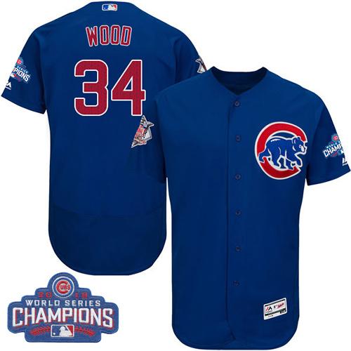 Cubs #34 Kerry Wood Blue Flexbase Authentic Collection 2016 World Series Champions Stitched MLB Jersey Cubs #34 Kerry Wood Blue Flexbase Authentic Collection 2016 World Series Champions Stitched MLB Jersey