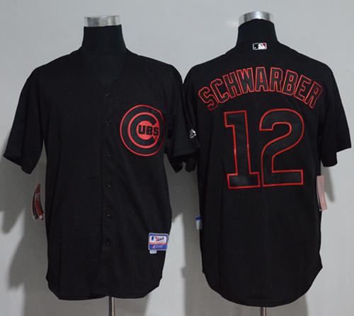 Cubs #12 Kyle Schwarber Black Strip Stitched MLB Jersey Cubs #12 Kyle Schwarber Black Strip Stitched MLB Jersey