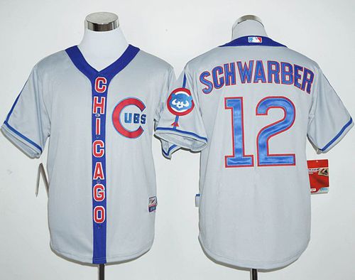 Cubs #12 Kyle Schwarber Grey Cooperstown Stitched MLB Jersey Cubs #12 Kyle Schwarber Grey Cooperstown Stitched MLB Jersey