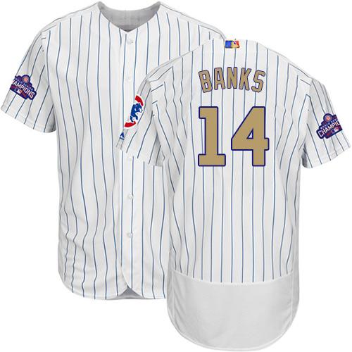 Cubs #14 Ernie Banks White(Blue Strip) Flexbase Authentic 2017 Gold Program Stitched MLB Jersey Cubs #14 Ernie Banks White(Blue Strip) Flexbase Authentic 2017 Gold Program Stitched MLB Jersey