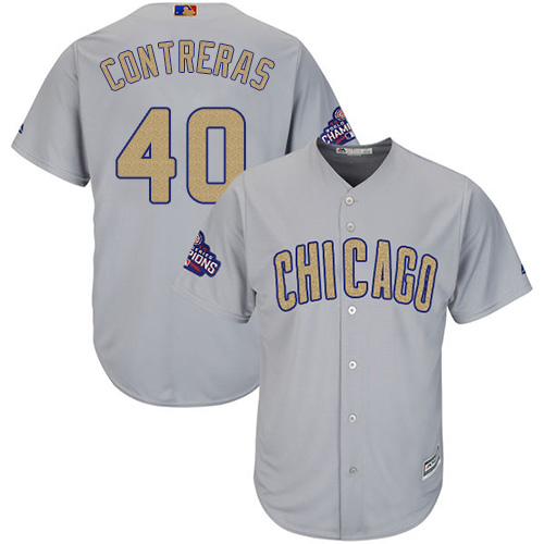 Cubs #40 Willson Contreras Grey 2017 Gold Program Cool Base Stitched MLB Jersey Cubs #40 Willson Contreras Grey 2017 Gold Program Cool Base Stitched MLB Jersey