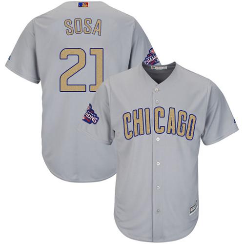 Cubs #21 Sammy Sosa Grey 2017 Gold Program Cool Base Stitched MLB Jersey Cubs #21 Sammy Sosa Grey 2017 Gold Program Cool Base Stitched MLB Jersey