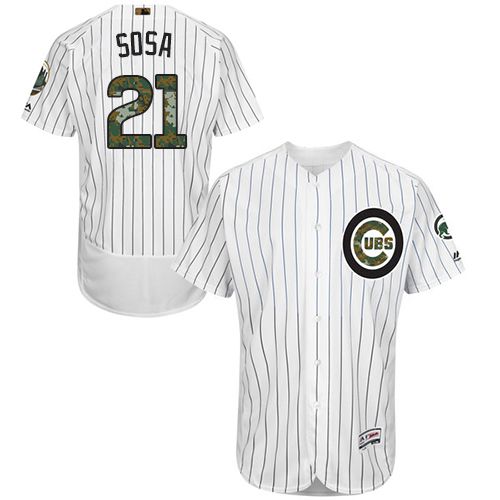Cubs #21 Sammy Sosa White(Blue Strip) Flexbase Authentic Collection Memorial Day Stitched MLB Jersey Cubs #21 Sammy Sosa White(Blue Strip) Flexbase Authentic Collection Memorial Day Stitched MLB Jersey