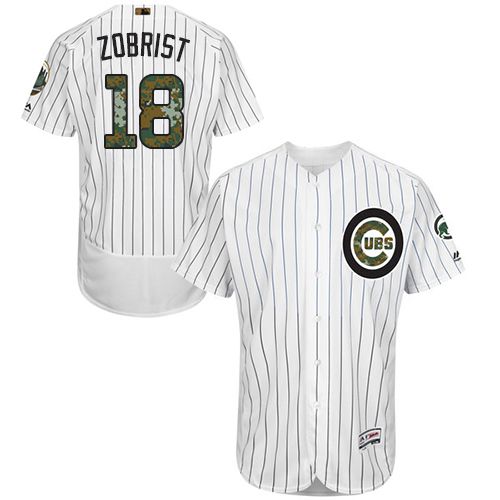 Cubs #18 Ben Zobrist White(Blue Strip) Flexbase Authentic Collection Memorial Day Stitched MLB Jersey Cubs #18 Ben Zobrist White(Blue Strip) Flexbase Authentic Collection Memorial Day Stitched MLB Jersey