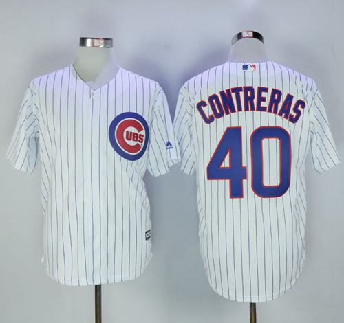 Cubs #40 Willson Contreras White Strip New Cool Base Stitched MLB Jersey Cubs #40 Willson Contreras White Strip New Cool Base Stitched MLB Jersey