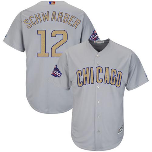 Cubs #12 Kyle Schwarber Grey 2017 Gold Program Cool Base Stitched MLB Jersey Cubs #12 Kyle Schwarber Grey 2017 Gold Program Cool Base Stitched MLB Jersey