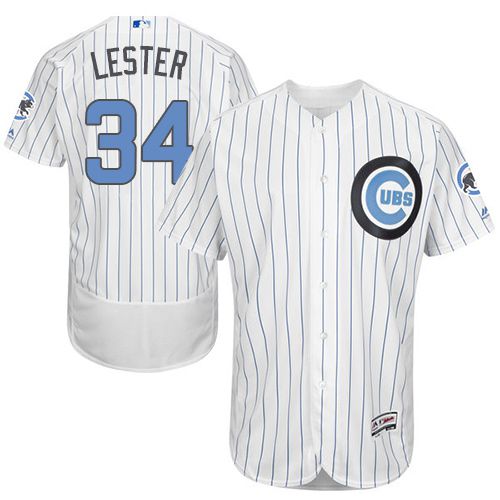 Cubs #34 Jon Lester White(Blue Strip) Flexbase Authentic Collection Father's Day Stitched MLB Jersey Cubs #34 Jon Lester White(Blue Strip) Flexbase Authentic Collection Father's Day Stitched MLB Jersey