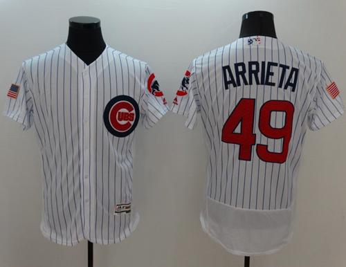 Cubs #49 Jake Arrieta White Fashion Stars & Stripes Flexbase Authentic Stitched MLB Jersey Cubs #49 Jake Arrieta White Fashion Stars & Stripes Flexbase Authentic Stitched MLB Jersey