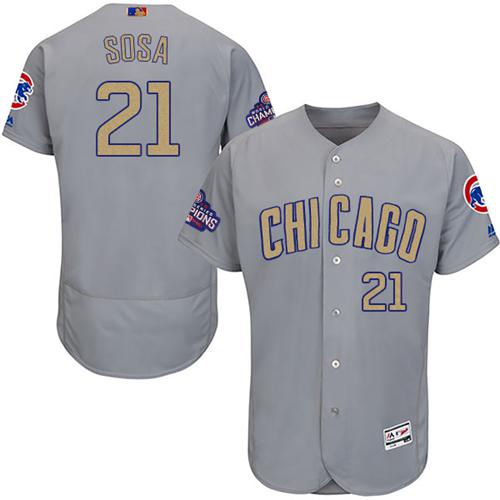 Cubs #21 Sammy Sosa Grey Flexbase Authentic 2017 Gold Program Stitched MLB Jersey Cubs #21 Sammy Sosa Grey Flexbase Authentic 2017 Gold Program Stitched MLB Jersey