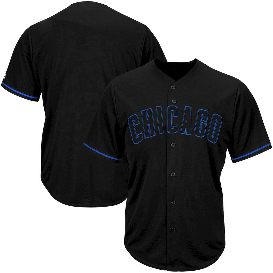 Chicago Cubs Majestic Big & Tall Pop Fashion V-Neck Jersey Black Chicago Cubs Majestic Big & Tall Pop Fashion V-Neck Jersey Black