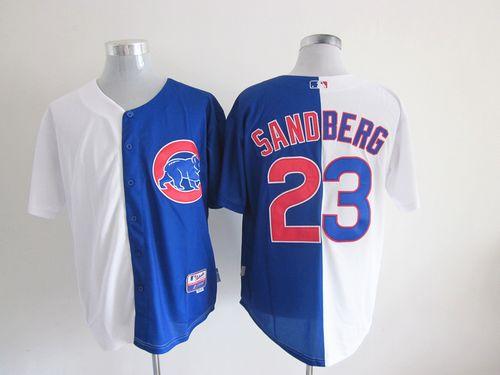 Cubs #23 Ryne Sandberg White/Blue Split Fashion Stitched MLB Jersey Cubs #23 Ryne Sandberg White/Blue Split Fashion Stitched MLB Jersey