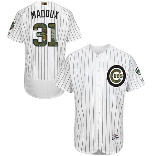 Cubs #31 Greg Maddux White(Blue Strip) Flexbase Authentic Collection Memorial Day Stitched MLB Jersey Cubs #31 Greg Maddux White(Blue Strip) Flexbase Authentic Collection Memorial Day Stitched MLB Jersey