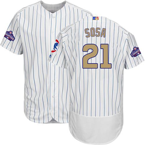 Cubs #21 Sammy Sosa White(Blue Strip) Flexbase Authentic 2017 Gold Program Stitched MLB Jersey Cubs #21 Sammy Sosa White(Blue Strip) Flexbase Authentic 2017 Gold Program Stitched MLB Jersey