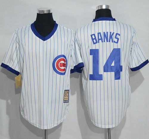 Cubs #14 Ernie Banks White Strip Home Cooperstown Stitched MLB Jersey Cubs #14 Ernie Banks White Strip Home Cooperstown Stitched MLB Jersey
