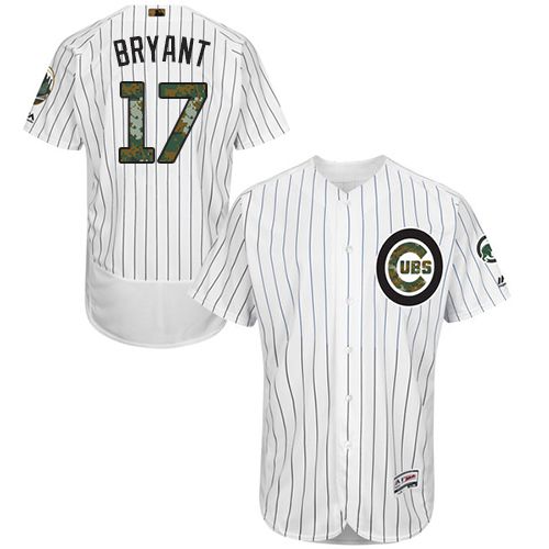 Cubs #17 Kris Bryant White(Blue Strip) Flexbase Authentic Collection Memorial Day Stitched MLB Jersey Cubs #17 Kris Bryant White(Blue Strip) Flexbase Authentic Collection Memorial Day Stitched MLB Jersey