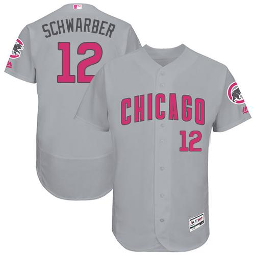 Cubs #12 Kyle Schwarber Grey Flexbase Authentic Collection Mother's Day Stitched MLB Jersey Cubs #12 Kyle Schwarber Grey Flexbase Authentic Collection Mother's Day Stitched MLB Jersey