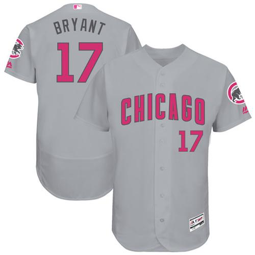 Cubs #17 Kris Bryant Grey Flexbase Authentic Collection Mother's Day Stitched MLB Jersey Cubs #17 Kris Bryant Grey Flexbase Authentic Collection Mother's Day Stitched MLB Jersey