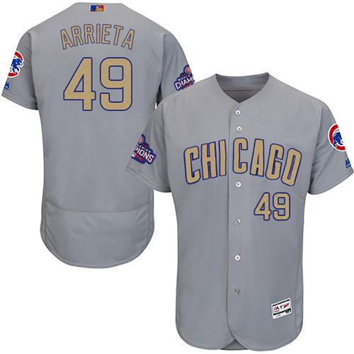 Cubs #49 Jake Arrieta Grey Flexbase Authentic 2017 Gold Program Stitched MLB Jersey Cubs #49 Jake Arrieta Grey Flexbase Authentic 2017 Gold Program Stitched MLB Jersey