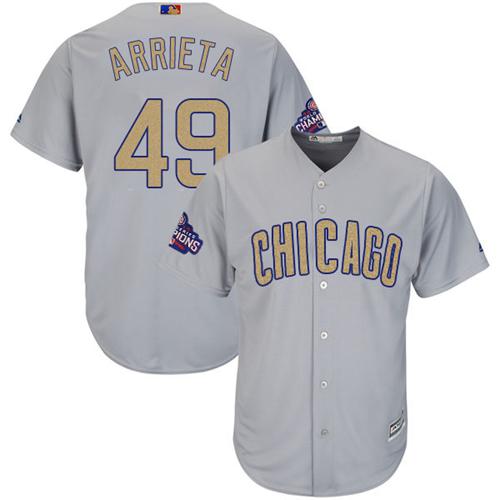 Cubs #49 Jake Arrieta Grey 2017 Gold Program Cool Base Stitched MLB Jersey Cubs #49 Jake Arrieta Grey 2017 Gold Program Cool Base Stitched MLB Jersey
