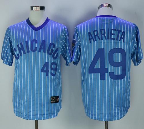 Cubs #49 Jake Arrieta Blue(White Strip) Cooperstown Throwback Stitched MLB Jersey Cubs #49 Jake Arrieta Blue(White Strip) Cooperstown Throwback Stitched MLB Jersey