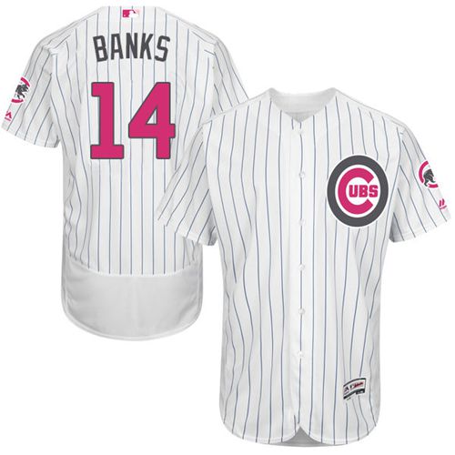 Cubs #14 Ernie Banks White(Blue Strip) Flexbase Authentic Collection Mother's Day Stitched MLB Jersey Cubs #14 Ernie Banks White(Blue Strip) Flexbase Authentic Collection Mother's Day Stitched MLB Jersey