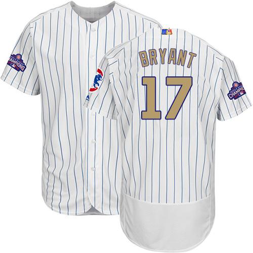 Cubs #17 Kris Bryant White(Blue Strip) Flexbase Authentic 2017 Gold Program Stitched MLB Jersey Cubs #17 Kris Bryant White(Blue Strip) Flexbase Authentic 2017 Gold Program Stitched MLB Jersey