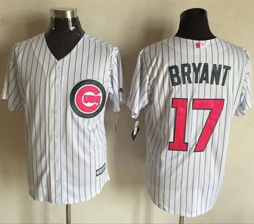 Cubs #17 Kris Bryant White Strip New Cool Base Mother's Day Stitched MLB Jersey Cubs #17 Kris Bryant White Strip New Cool Base Mother's Day Stitched MLB Jersey