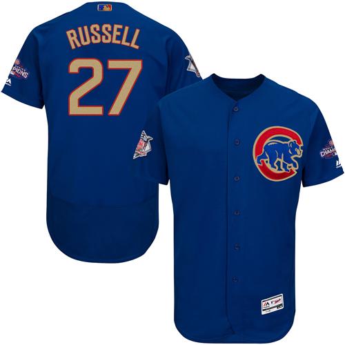 Cubs #27 Addison Russell Blue Flexbase Authentic 2017 Gold Program Stitched MLB Jersey Cubs #27 Addison Russell Blue Flexbase Authentic 2017 Gold Program Stitched MLB Jersey