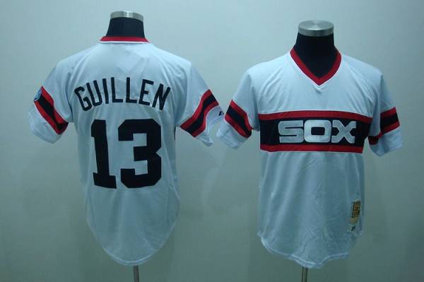 Mitchell and Ness White Sox #13 Ozzie Guillen Stitched White Throwback MLB Jersey Mitchell and Ness White Sox #13 Ozzie Guillen Stitched White Throwback MLB Jersey
