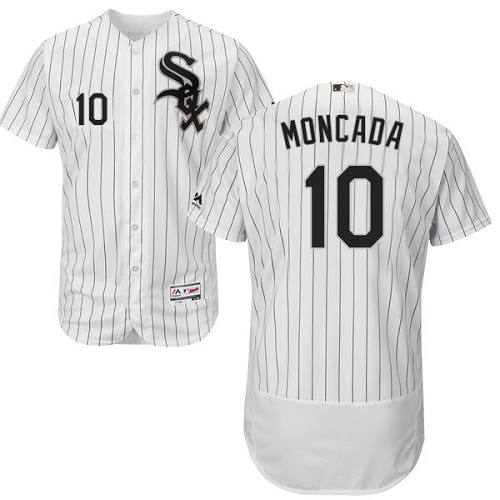 White Sox #10 Yoan Moncada White(Black Strip) Flexbase Authentic Collection Stitched MLB Jersey White Sox #10 Yoan Moncada White(Black Strip) Flexbase Authentic Collection Stitched MLB Jersey