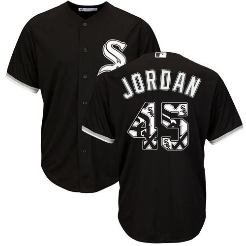 White Sox #45 Michael Jordan Black Team Logo Fashion Stitched MLB Jersey White Sox #45 Michael Jordan Black Team Logo Fashion Stitched MLB Jersey