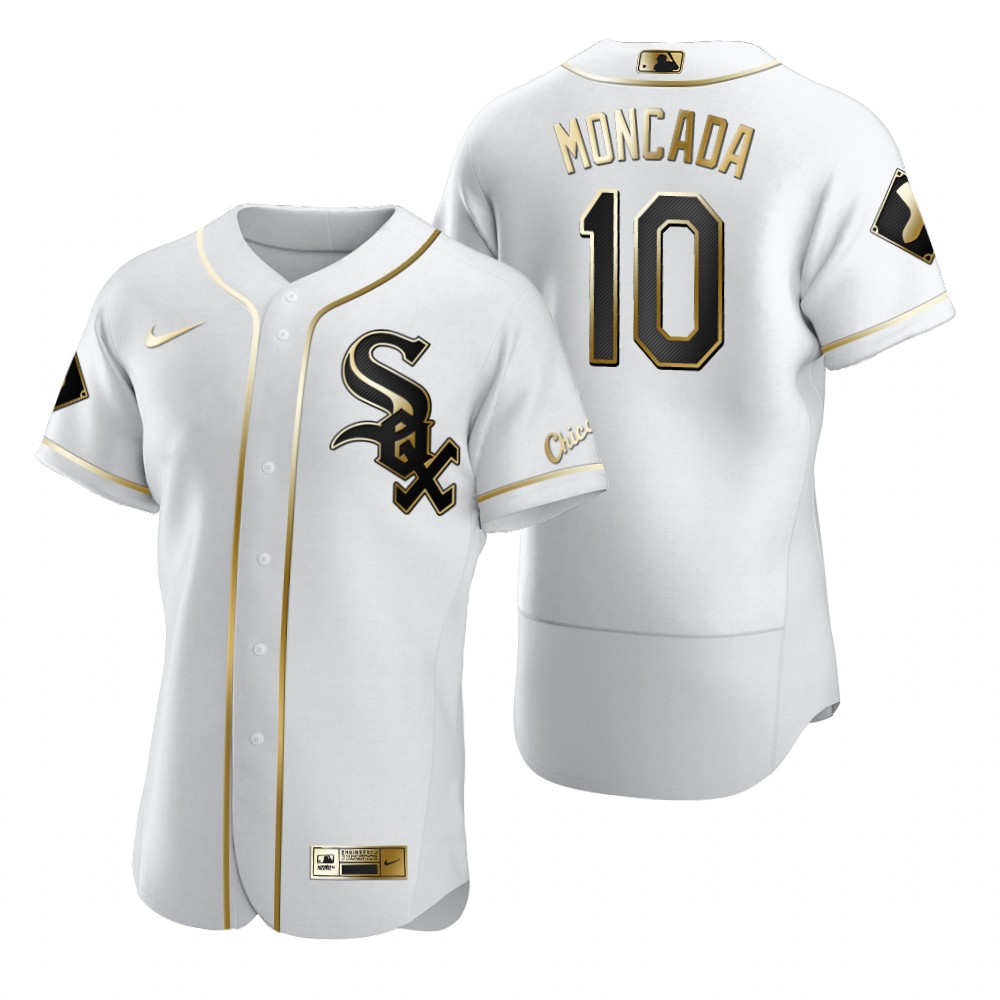 Chicago White Sox #10 Yoan Moncada White Nike Men's Authentic Golden Edition MLB Jersey Chicago White Sox #10 Yoan Moncada White Nike Men's Authentic Golden Edition MLB Jersey