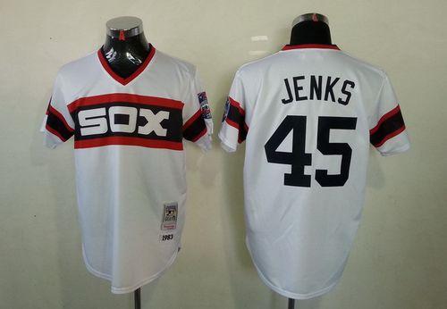 Mitchell And Ness 1983 White Sox #45 Bobby Jenks White Throwback Stitched MLB Jersey Mitchell And Ness 1983 White Sox #45 Bobby Jenks White Throwback Stitched MLB Jersey