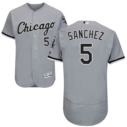 White Sox #5 Yolmer Sanchez Grey Flexbase Authentic Collection Stitched MLB Jersey White Sox #5 Yolmer Sanchez Grey Flexbase Authentic Collection Stitched MLB Jersey