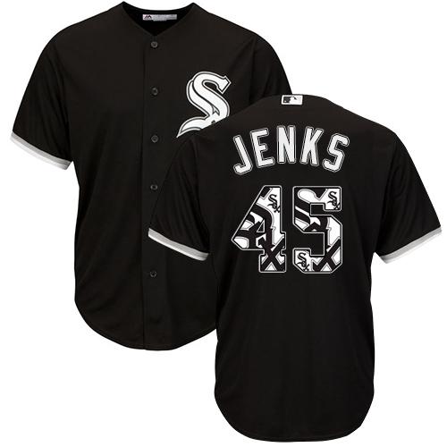 White Sox #45 Bobby Jenks Black Team Logo Fashion Stitched MLB Jersey White Sox #45 Bobby Jenks Black Team Logo Fashion Stitched MLB Jersey