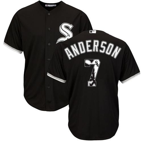 White Sox #7 Tim Anderson Black Team Logo Fashion Stitched MLB Jersey White Sox #7 Tim Anderson Black Team Logo Fashion Stitched MLB Jersey