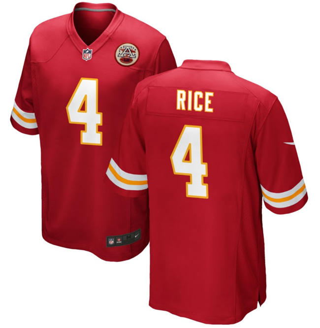 Men’s Kansas City Chiefs #4 Rashee Rice Red Stitched Game Football Jersey Men’s Kansas City Chiefs #4 Rashee Rice Red Stitched Game Football Jersey