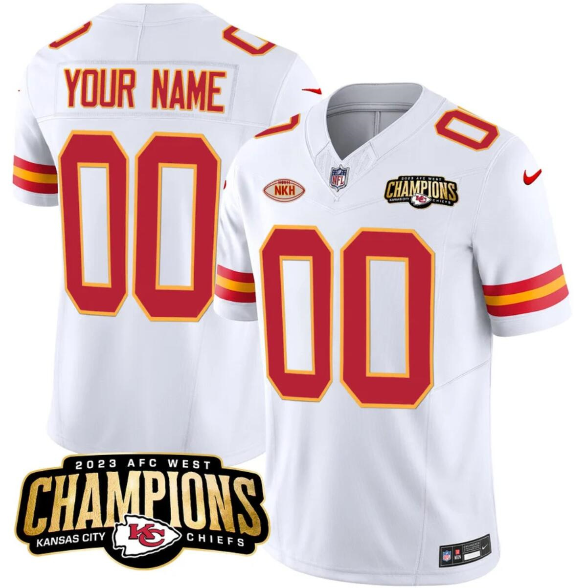 Men’s Kansas City Chiefs Active Player Custom White 2023 F.U.S.E. AFC West Champions With 