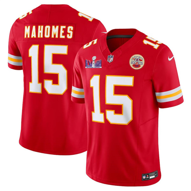 Men's Kansas City Chiefs #15 Patrick Mahomes Red F.U.S.E. Super Bowl LVIII Patch Vapor Untouchable Limited Stitched Football Jersey Men's Kansas City Chiefs #15 Patrick Mahomes Red F.U.S.E. Super Bowl LVIII Patch Vapor Untouchable Limited Stitched Football Jersey