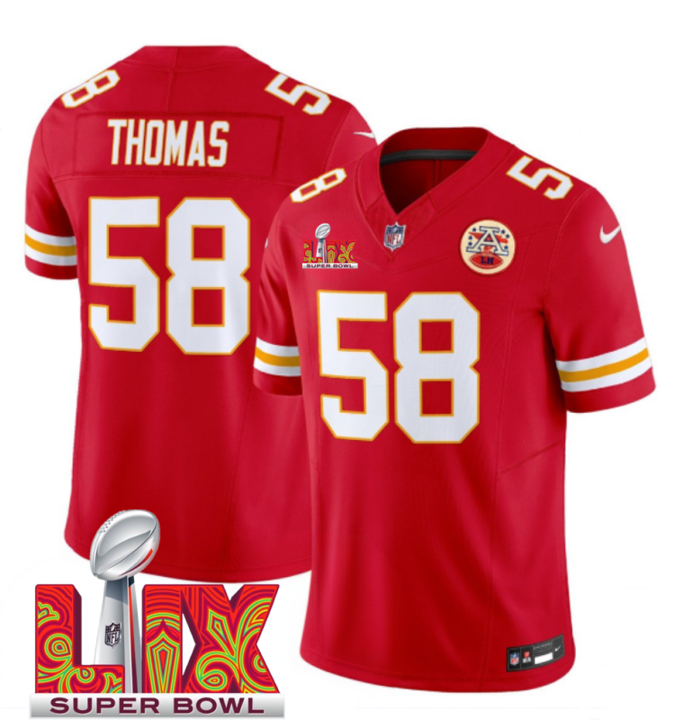Men's Kansas City Chiefs #58 Derrick Thomas Red F.U.S.E. 24/25 Super Bowl LIX Vapor Untouchable Limited Stitched Football Jersey Men's Kansas City Chiefs #58 Derrick Thomas Red F.U.S.E. 24/25 Super Bowl LIX Vapor Untouchable Limited Stitched Football Jersey