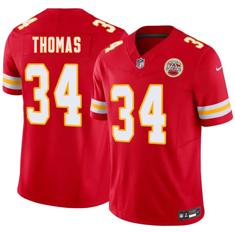 Men’s Kansas City Chiefs #34 Mason Thomas Red 2026 Draft F.U.S.E. Vapor Untouchable Limited Stitched Football Jersey